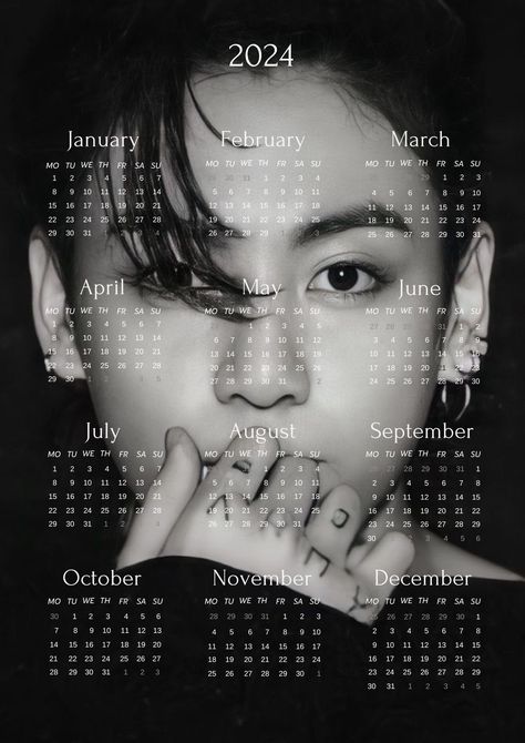 Bts 2024 Calendar, Jungkook 2024, Kpop Fandom Names, Calender Print, Vintage Aesthetic Stickers Printables, Bts Calendar, Music Painting, Jungkook Fanart, Calendar Design