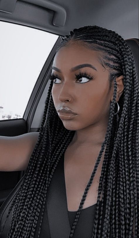 Braid Hair Dos, Hair Braid Designs, Cornrows Braids For Black Women, Short Box Braids Hairstyles, Greasy Hair, Big Box Braids Hairstyles, Goddess Braids Hairstyles, African Hair Braiding Styles, Box Braids Hairstyles For Black Women