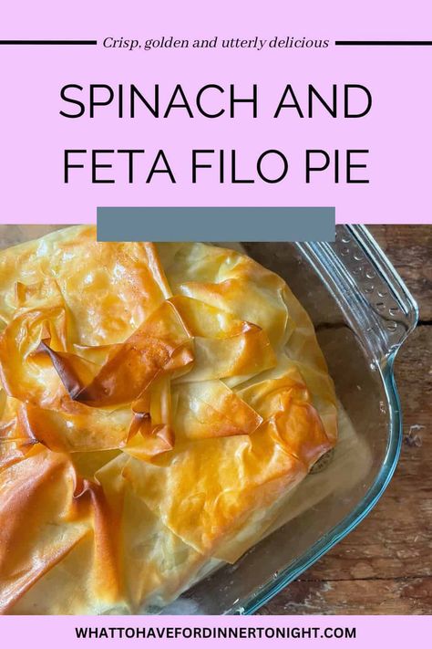 Spinach and Feta Filo Pie Filo Pastry Pie, Spinach And Feta Pie, Feta Pie, Filo Pie, Creamy Feta, Vegetarian Main Course, Quick Vegetarian Meals, Filo Pastry, Sweet Cooking