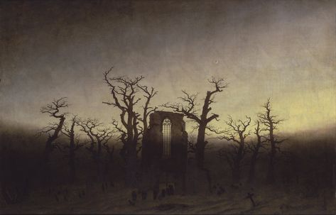 Caspar David Friedrich #Gothic #painting #landscape #4K #wallpaper #hdwallpaper #desktop Caspar David Friedrich Paintings, Casper David, David Friedrich, Google Art Project, Romantic Period, Spooky Trees, Caspar David Friedrich, Oak Forest, Oil Painting Reproductions