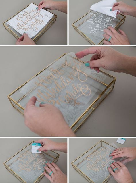 This DIY glass wedding card box is gorgeous! Glass Wedding Card Box, Diy Wedding Card, Boda Diy, Idee Cricut, Cricut Wedding, Wedding Card Box, Glass Wedding, Wedding Map, Card Box Wedding