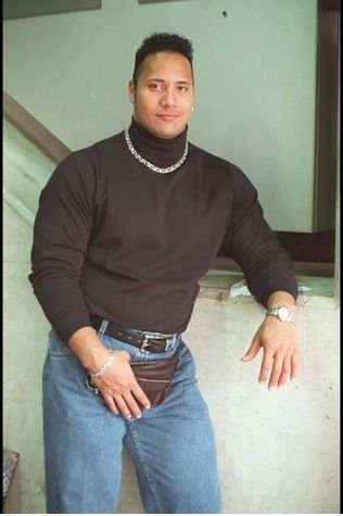 dwayne johnson AKA The Rock:    90s: a black turtleneck, gold chain and a fannypack to boot. The Rock Gif, Rock Meme, 90s Rock, Rock Johnson, The Rock Dwayne Johnson, Dwayne The Rock, George Clooney, Dwayne Johnson, Hump Day