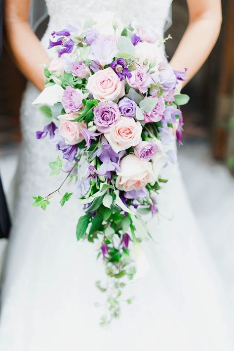 Pretty Wedding Bouquet, Cascading Wedding Bouquets, Purple Wedding Bouquets, Spring Wedding Bouquet, Summer Wedding Bouquets, Wedding Bouquets Pink, Lilac Wedding, Purple Wedding Flowers, Cascade Bouquet