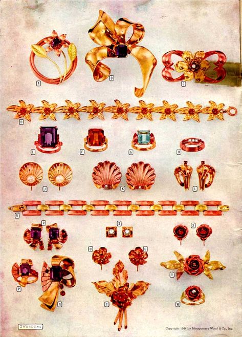 women's jewelry 1944 Costume Jewelry Makers, 1940s Jewelry, Jewellery Advertising, Vintage Jewlery, Jewelry Ads, Jewelry Catalog, Christmas Catalogs, Repurposed Jewelry, 1940s Fashion