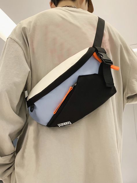 Multicolor  Collar  Polyamide Colorblock Bum Bag Embellished   Men Bags Bum Bags, Diy Paper Crafts Decoration, Bike Bag, Bum Bag, Colour Block, Casual Bags, Sling Bag, Fanny Pack, Color Blocking