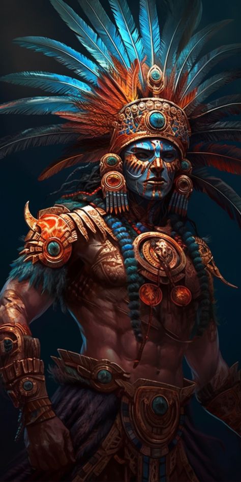 Mayan Aesthetic, Maya Gods, Mexican Gods, Mayan Mythology, Aztec Warrior Tattoo, Aztec Mythology, Mayan People, Maya Civilization, Warrior Concept Art