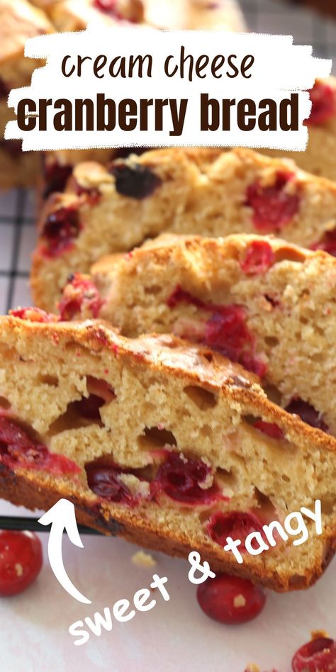 Cream Cheese Cranberry Bread is an easy quick bread recipe full of tangy cranberries and sweet cream cheese. This soft and tender loaf makes a great snack, breakfast or holiday baked good. This cranberry loaf is also wonderful as a Christmas morning breakfast. Cranberry Loaf Bread, Cranberry Cream Cheese Bread, Cranberry Cream Cheese Loaf, Cream Cheese Cranberry Bread, Christmas Cranberry Loaf, Sourdough Cranberry Bread, Cream Cheese Cranberry Loaf, Cranberry Loaf Recipe, Cranberry Loaf