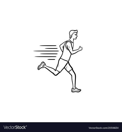 Running Man Drawing, Athletic Drawing, Running Sketch, Running Icon, Running Drawing, Running Illustration, Running Cartoon, Fast Drawing, Dibujo Simple