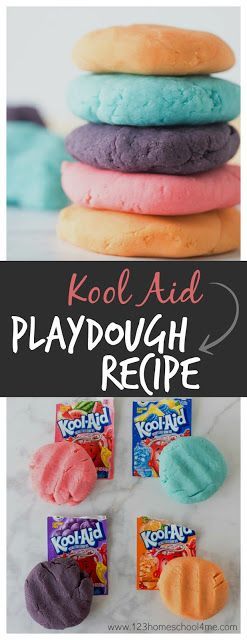 Kool Aid Playdough Recipe - This is the BEST playdough recipe ever!! It takes only 5 minutes, is easy-to-make, smells amazing, and is cheap too. This is the perfect homemade playdough recipe for kids activities (toddler, preschool, prek, kindegarten, first grade, 2nd grade) #playdough #koolaid #play #kidsactivities #preschool #kindergarten #toddler Kool Aid Playdough Recipe, Kool Aid Playdough, The Best Playdough Recipe, Kool Aid Play Dough Recipe, Koolaid Playdough, Best Playdough Recipe, Homemade Playdough Recipe, Bored Kids, Recipe For Kids