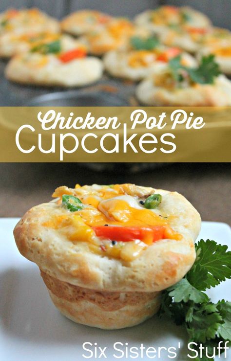 Pot Pie Cupcakes, Chicken Pot Pie Cupcakes, Muffin Pan Recipes, Frozen Biscuits, Mini Chicken Pot Pies, Leftover Rotisserie, Mixed Veggies, Chicken Pot Pie Soup, Pie Cupcakes