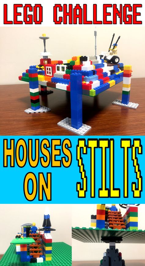 Library Program Ideas, Houses On Stilts, Lego Stem, House On Stilt, Minecraft Lego, Instructions Lego, Lego Challenge, Lego Club, Build House