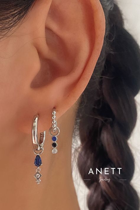 Blue Teardrop Dangle SILVER Earring Stacks Teardrop Silver Earrings, Earring Stacks, Stacked Earrings, Silver Jewelry Earrings, Jewelry Accessories Ideas, Jewelry Lookbook, Fancy Jewelry, Fantasy Jewelry, Girly Jewelry