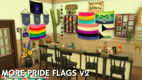 Pride Stuff, Flags With Names, Bisexual Flag, Gay Flag, Lesbian Flag, Better Late Than Never, Sims 4 Game, Cc Finds, Electronic Art