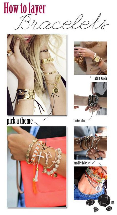 Layered look Layer Bracelets, Layering Bracelets, Accessories Website, Mix Of Colors, Mode Tips, Premier Jewelry, Jewelry Tips, Ruby Bracelet, Trial And Error