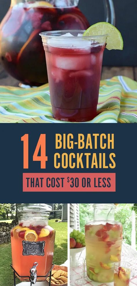 Big Batch Cocktails, Whiskey Lemonade, Berry Sangria, Frozen Limeade, Batch Cocktails, Drink Tags, Pineapple Rum, Party Punch, Rum Punch