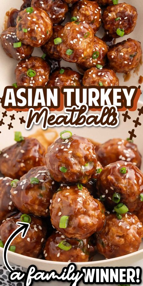 Try these Asian turkey meatballs for a quick, flavorful dinner! Tested to work out perfectly in your home kitchen, this family-friendly meal is sure to become a favorite. Turkey Meatball Sauce, Ground Turkey Meatball Recipes, Asian Turkey Meatballs, Asian Turkey, Turkey Meatballs Healthy, Ground Turkey Meatballs, Flavorful Dinner, Turkey Meatball Recipe, Appetizer Meatballs