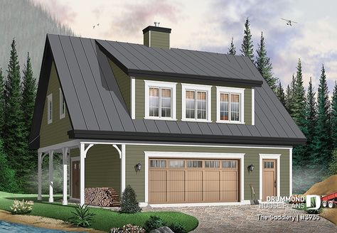 House plan 2 bedrooms, 2 bathrooms, garage, 3935 | Drummond House Plans Cabin Garage, Garage Homes, Plan Garage, Carriage House Garage, Cabin Designs, Garage Guest House, Barn Apartment, Drummond House Plans, Carriage House Plans