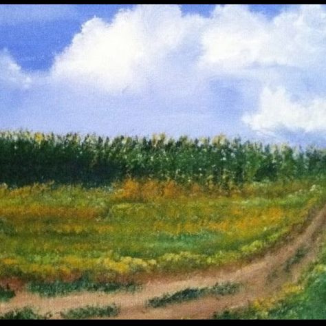 Painted this corn field in Dec 2011 Corn Stalk Painting, Watercolor Corn Field, Cornfield Illustration, Corn Field Painting, Colorful Art Projects, Doodle Paint, Corn Field, Colors Art, Farm Art