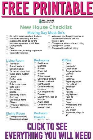 (All 229 Essential Household Items You Need for Your New Place) House Checklist Moving, New House Checklist, First Home Essentials, First Home Checklist, Moving House Tips, Home Checklist, House Checklist, New Home Essentials, Buying First Home