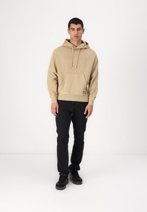 Tommy Jeans LABEL HOODIE - Džemperis su gobtuvu - relic tan