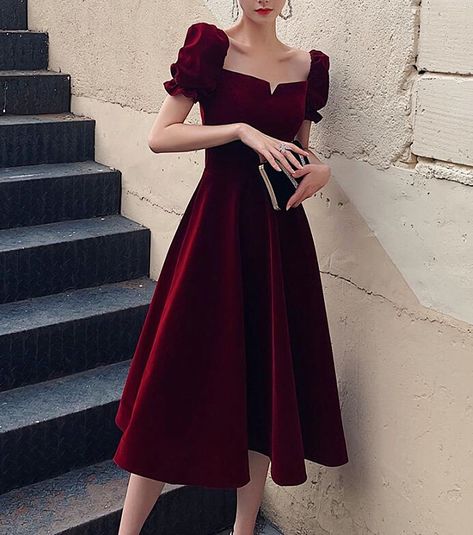 Dark Red Bridesmaid Dresses, Short Sleeve Prom Dresses, Red Evening Dresses, Wardrobe Change, Burgundy Dresses, Red Bridesmaids, Floor Length Prom Dresses, Color Rush, Evening Dresses With Sleeves