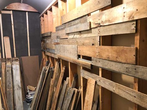 Tin And Pallet Walls, Mexico, How To Build A Pallet Wall Backdrop, Pallet Wall Garage, Garage Pallet Wall, Burnt Pallet Wood Wall, Scrap Wood Accent Wall, Pallet Walls Diy, Wall Material Ideas