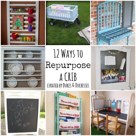 Ways to Repurpose a Crib and lots of other fun things listed at the end... chairs, garden tools, old drawers, old doors... etc. Repurpose A Crib, Old Baby Cribs, Old Cribs, Diy Muebles Ideas, Old Drawers, Crib Rail, Loft Studio, Repurposed Items, Old Doors