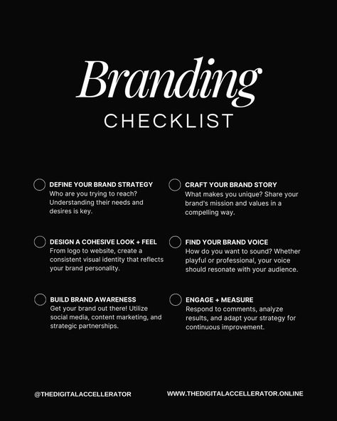 Crafting the perfect brand? Don’t forget to check these crucial steps off your checklist. Let us help you if you don’t know where to start. #branding #personalbranding #brandingtips #brandchecklist Branding Checklist, What Makes You Unique, Brand Voice, Social Media Branding, Brand Story, Brand Awareness, I Feel Good, Social Media Management, Brand Strategy