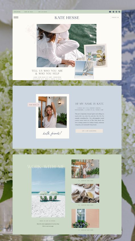 Influencer Website, Website Branding Design, Website Design Inspiration Layout, Colorful Website, Showit Website Template, Coast Style, Portfolio Website Design, Dream Clients, Website Template Design