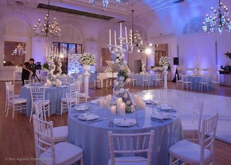 Sweet 16 Cinderella Theme, Sweet 16 Venues, Quince Theme Ideas, Cinderella Quince, Quinceañera Decor, Blue Quinceanera Theme, Quinceanera Venue, Baby Blue Quinceanera, Light Blue Quinceanera Dresses