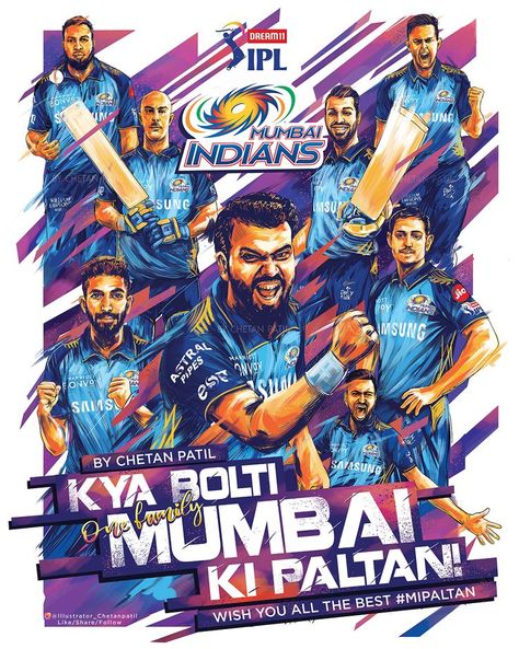 Illustration, Graphic Design, Branding, Adobe Photoshop sports graphics cricket IPL Mumbai Indians Ipl, Mi Wallpaper, Player Quotes, Cricket Logo, Indian Logo, Cricket Poster, Ipl 2020, Dj Logo, Virat Kohli Instagram