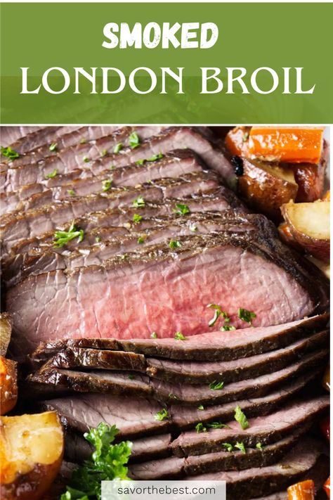 London Broil is delicious beef dinner. This recipe gets smoked for an ultra rich flavor! Turkey London Broil, Smoked London Broil, Slow Cooker Tri Tip, Grilled London Broil, Recipe With Vegetables, Crockpot Mashed Potatoes, London Broil Recipes, Sausage Sauce, Potatoes And Carrots