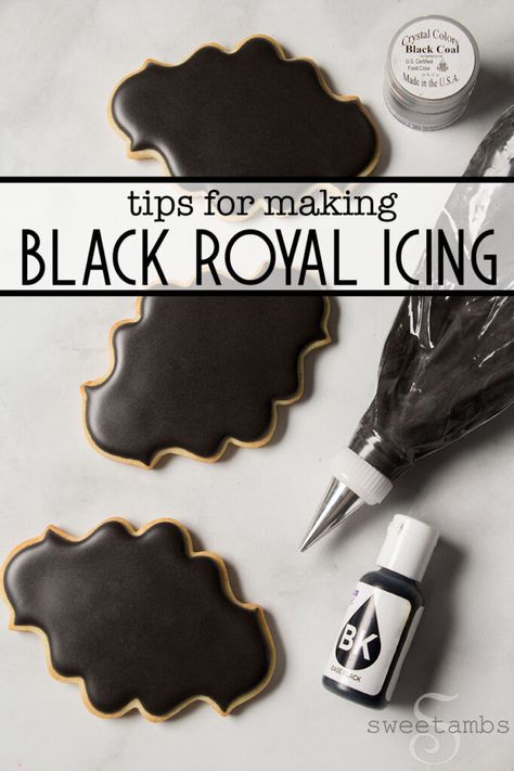 Royal Icing Tips, Black Royal Icing, Halloween Cookies Royal Icing, Halloween Sugar Cookies Decorated, Halloween Cookie Recipes, Cookies Royal Icing, Royal Iced Cookies, Halloween Cookies Decorated, Icing Techniques