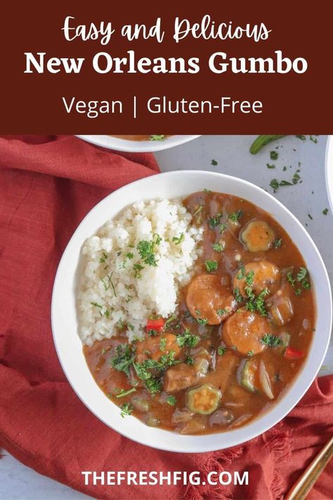 Vegan Gumbo, Vegetarian Gumbo, New Orleans Style, Gumbo Recipe, Best Soup Recipes, Vegan Soups, Fresh Figs, Best Vegan Recipes, Vegan Soup