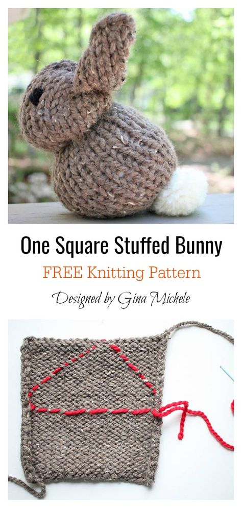 Rabbit Knitting Pattern, Knitted Bunnies, Addi Knitting Machine, Bunny Knitting Pattern, Knitted Stuffed Animals, Knitting Squares, Knitted Bunny, Easy Knitting Patterns Free, Knitted Toys Free Patterns