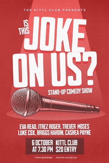 The stand-up comedy poster template is perfect for promoting the stand-up comedy show event. Stand Up Poster Design, Comedy Graphic Design, Comedy Night Poster, Standup Comedy Poster, Stand Up Comedy Aesthetic, Stand Up Comedy Poster, Comedy Show Poster, Flyer Graphic Design, Comedy Poster