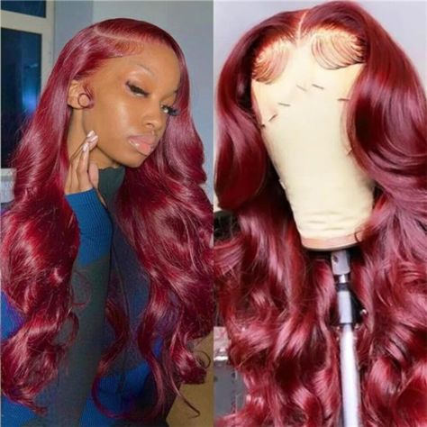 20 Inch Burgundy Lace Front Wig Pre-Plucked With 13x4 Hd Lace Frontal Human Hair Body Wave Wigs For Black Women 180% Density And Mesmerizing 99j Colored Human Hair Lace Front Wigs Fast Shipping Brand New In Box, Still Factory Sealed Click "Buy Now" Button To Place Order Carefully Designed 13x4 Hd Lace Frontal: Naturally Pre-Plucked For A Seamless Hairline Experience, Providing You With An Effortlessly Authentic Look. Human Hair Body Wave Design: The Distinctive Body Wave Texture Creates Charming Burgundy Lace Front Wig, Birthday Style, Human Lace Wigs, Wave Texture, Hair Charms, Hd Lace Frontal, Human Hair Color, Deep Wave Hairstyles, Body Wave Wig