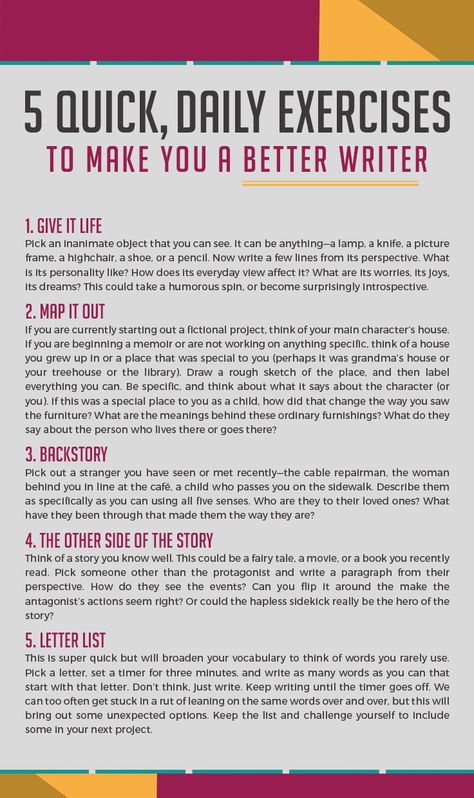 We all know the best way to become a better writer is to write every day, but what should you write about? Here's 5 quick, daily writing exercises! #PinNowReadLater Writing Exercises For Beginners, How To Become A Better Writer, How To Become A Writer, Writing Exercises Writers, How To Write Better, Creative Writing Exercises, Writing Exercise, English Knowledge, Improve Writing Skills