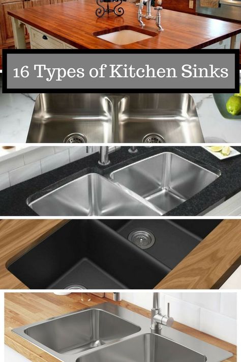 Did you know how many different types of sinks there are? A lot. #kitchen #remodel Corner Kitchen Sink Ideas, Types Of Kitchen Sinks, Kitchen Sink Options, Small Condo Kitchen, Kitchen Sink Remodel, Corner Kitchen Sink, Luxury Kitchen Designs, Luxurious Kitchens, Kitchen Design Countertops