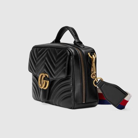 Shop the GG Marmont small shoulder bag by Gucci. The GG Marmont shoulder bag has a softly structured shape with zip around closure and an oversized front flap with Double G hardware. The shoulder strap features the Sylvie Web stripe, an evolution of the Gucci Web in blue, red and white. Made in matelassé chevron leather with a heart on the back. Gg Marmont Small Shoulder Bag, Handbags Australia, Gucci Sylvie, Camera Aesthetic, Gucci Crossbody Bag, Gucci Gifts, Gucci Purses, Bags Gucci, Gucci Crossbody