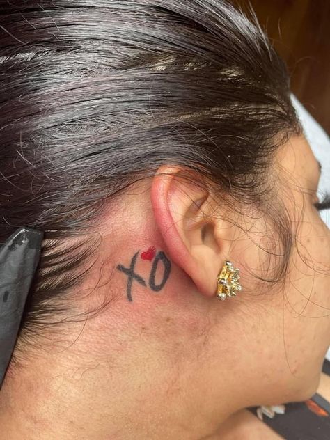 The Weeknd 
Abel Tesfaye
XOTWOD Xo Tattoo On Neck, Xo Behind Ear Tattoo, Women Behind Ear Tattoo Ideas, Xo Tattoo Behind Ear, Unique Behind Ear Tattoo, Tatto Behind Ear Girl Small, 111 Tattoo Behind Ear, Matching Ear Piercings, Behind The Ear