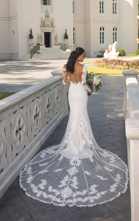 Sleeved Wedding Dress, Long Sleeve Mermaid Wedding Dress, Stella York Wedding Dress, Stella York, Back Wedding Dress, Backless Wedding, Designer Wedding Gowns, Lace Dress With Sleeves, A Wedding Dress