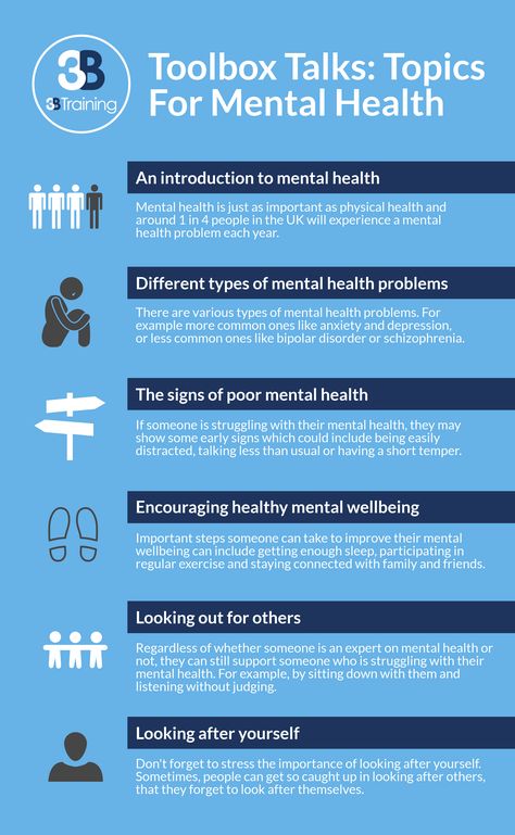 Toolbox talks are very beneficial if you get them right and conduct them regularly. Discussing and being aware of mental health in the workplace is extremely important. So, why not put together a Mental Health Toolbox Talk for your employees?  Take a look at some topics below which you could follow if you were to conduct a Mental Health Toolbox Talk. Group Topics For Mental Health, Mens Mental, Safety Talk, Safety Topics, Types Of Mental Health, Mental Health First Aid, Mental Health Recovery, Safety Box, Workplace Wellness