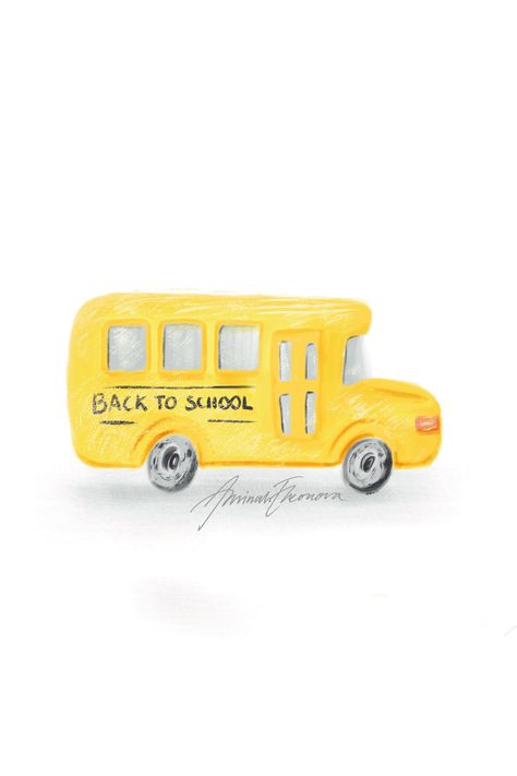 Cute Bus Drawing, School Bus Illustration, School Bus Drawing, Bus Illustration, Swedish Fika, Bus Drawing, Creative School Project Ideas, School Illustration, Lettering Illustration