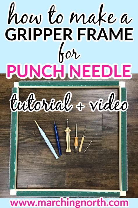 Punch Needle Tutorial, Diy Punch Needle, Rug Hooking Frames, Gloves Diy, Frame Tutorial, Rug Gripper, Hook Punch, Needle Embroidery, Punch Needle Patterns