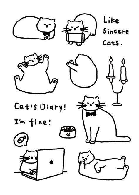 Mini Cute Drawings, Computer Illustration, Ux Design Principles, 강아지 그림, Easy Doodles Drawings, Cat Character, Drawing Tutorial Easy, Cute Doodle Art, Mini Drawings