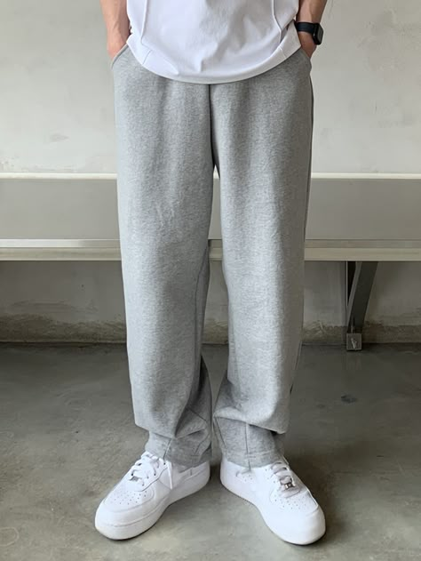 Light Grey  Collar  Fabric Plain  Embellished Non-Stretch  Men Bottoms Grey Sweatpants Outfit Men, White Sweatshirt Outfit, Gray Sweatpants Outfit, Grey Pants Outfit, Grey Pants Men, Best Joggers, Men Sweatpants, Pocket Sweatpants