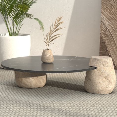 Introducing a Timeless Blend of Elegance and Functionality! Elevate your living space with the Ozarke Cobblestone Coffee Table, a stunning addition that seamlessly combines rustic charm and modern design. Crafted with utmost attention to detail, this exquisite coffee table is sure to become the focal point of any room. PRODUCT FEATURES Design: The Ozarke Cobblestone Coffee Table boasts a magnificent marble tabletop that exudes opulence and refinement. The natural variations in the marble's patte Modern Living Room Table, Marble Products, تصميم الطاولة, Center Tables, Interior Design Per La Casa, Stone Coffee Table, Unique Coffee Table, Food Court, Elegant Living