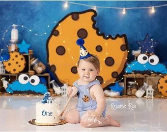 Cookie Monster Theme | Etsy Cookie Monster Party Favors, Monster Truck Cookies, Birthday Photo Background, Cookie Birthday Party, Cookie Party Favors, Cookie Monster Party, Cookie Monster Birthday, Backdrops Kids, Baby Cake Smash