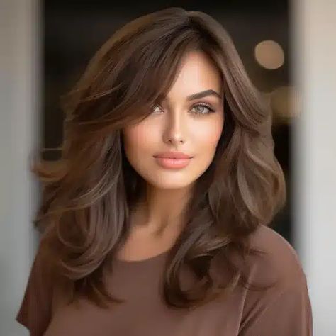 65 Stunning Chocolate Brown Hair Color Ideas To Try This Year Cabello Color Chocolate, Medium Brown Hair Color, Natural Dark Hair, Brown Hair Trends, Grey Hair Coverage, Brown Hair Color Ideas, Chocolate Brown Hair Color, Medium Brown Hair, Chocolate Brown Hair